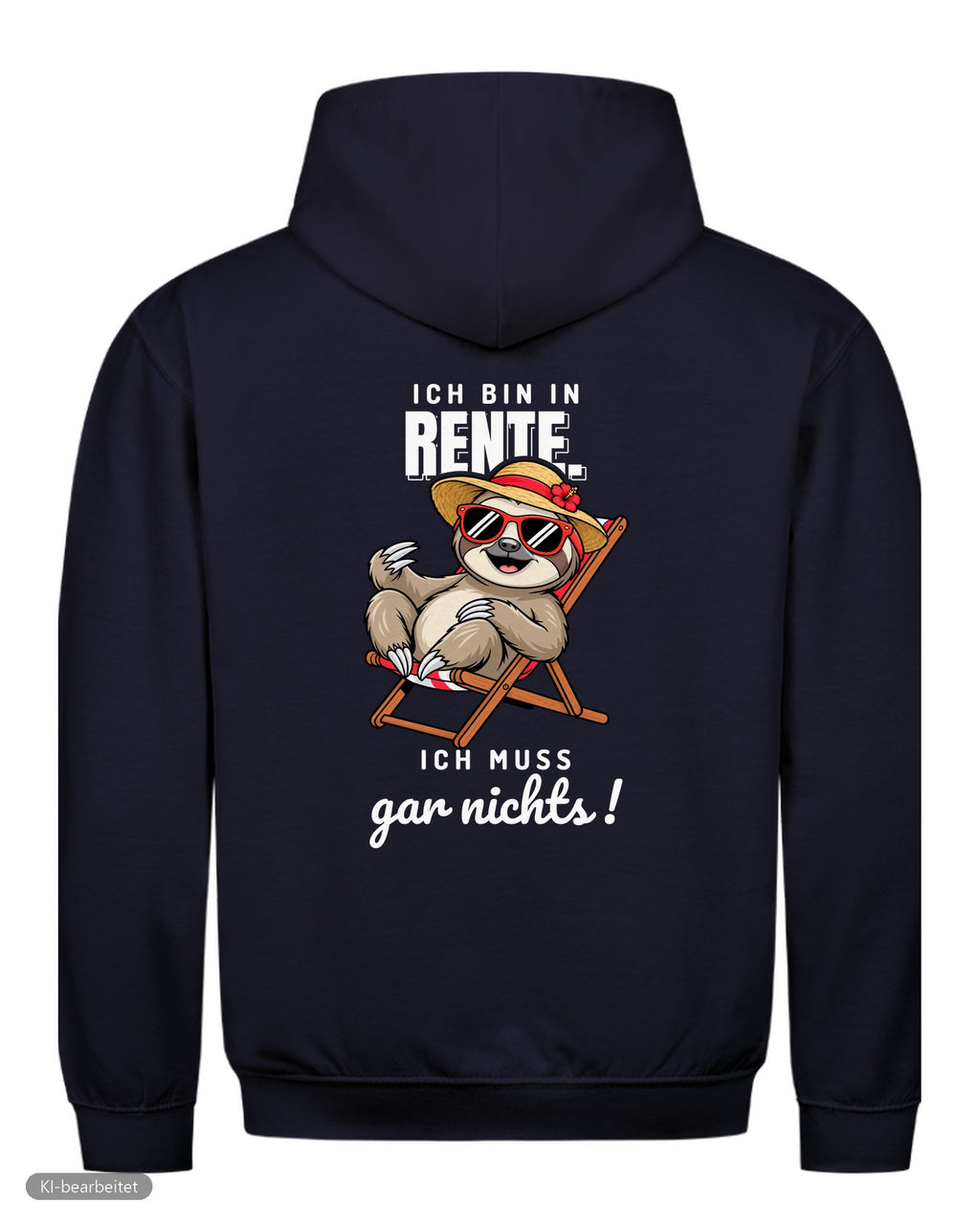 In Rente, muss jetzt alles Partnerlook Hoodies: Rückendruck, Hoodie für sie in Navy