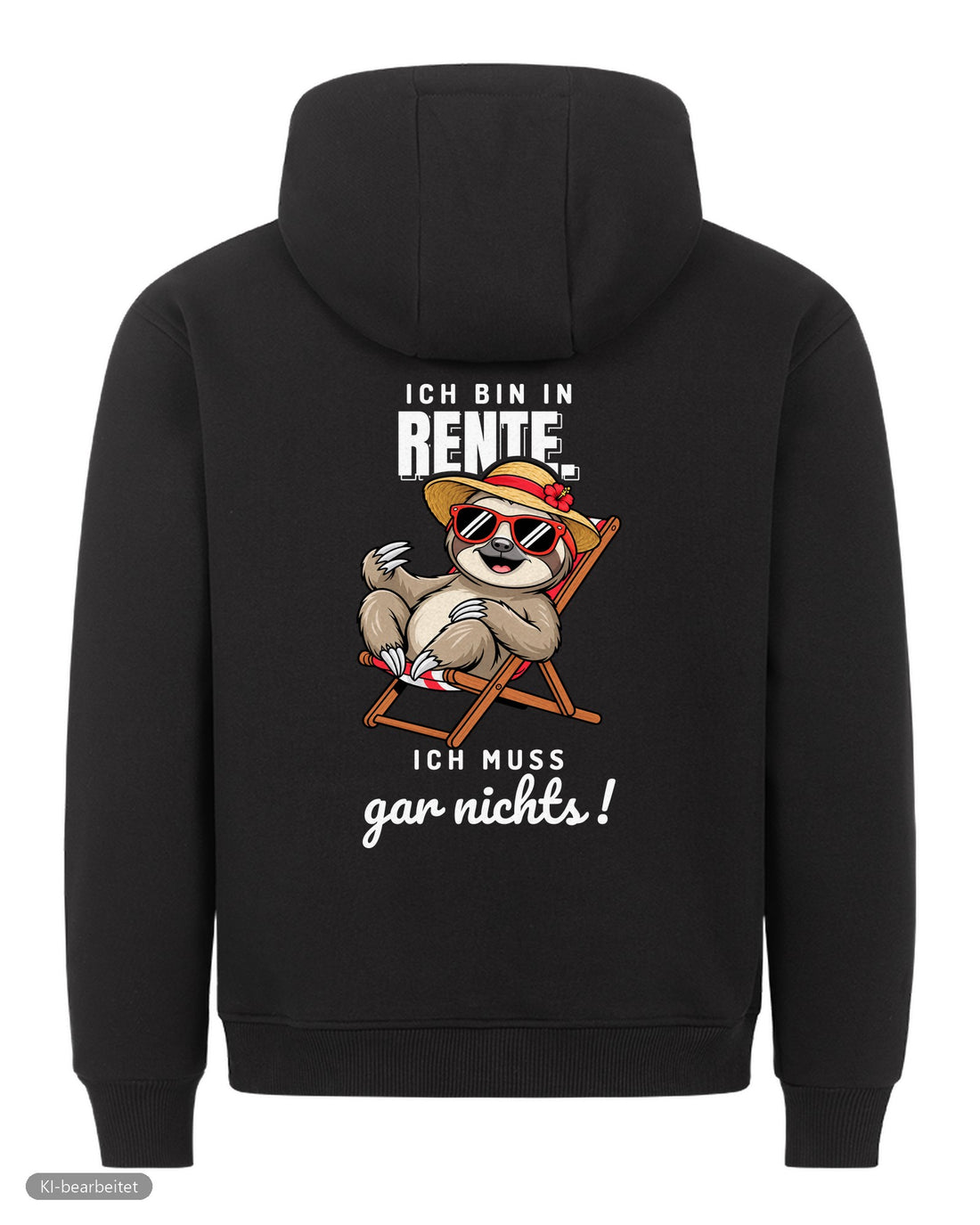 In Rente, muss jetzt alles Partnerlook Hoodies: Rückendruck, Hoodie für sie in Schwarz