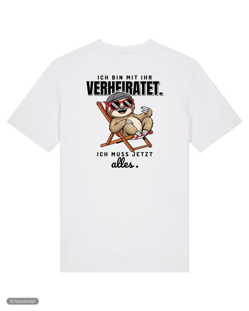 In Rente, muss jetzt alles Partnerlook T-Shirts: Rückendruck, Shirt für ihn in Weiß