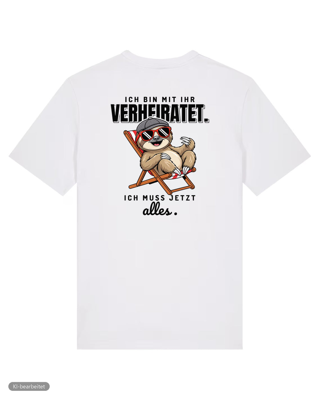 In Rente, muss jetzt alles Partnerlook T-Shirts: Rückendruck, Shirt für ihn in Weiß