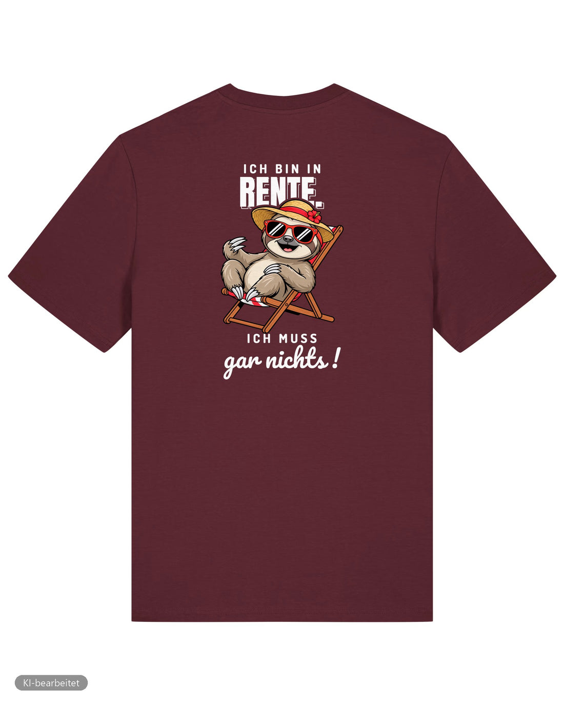 In Rente, muss jetzt alles Partnerlook T-Shirts: Rückendruck, Shirt für sie in Burgunder