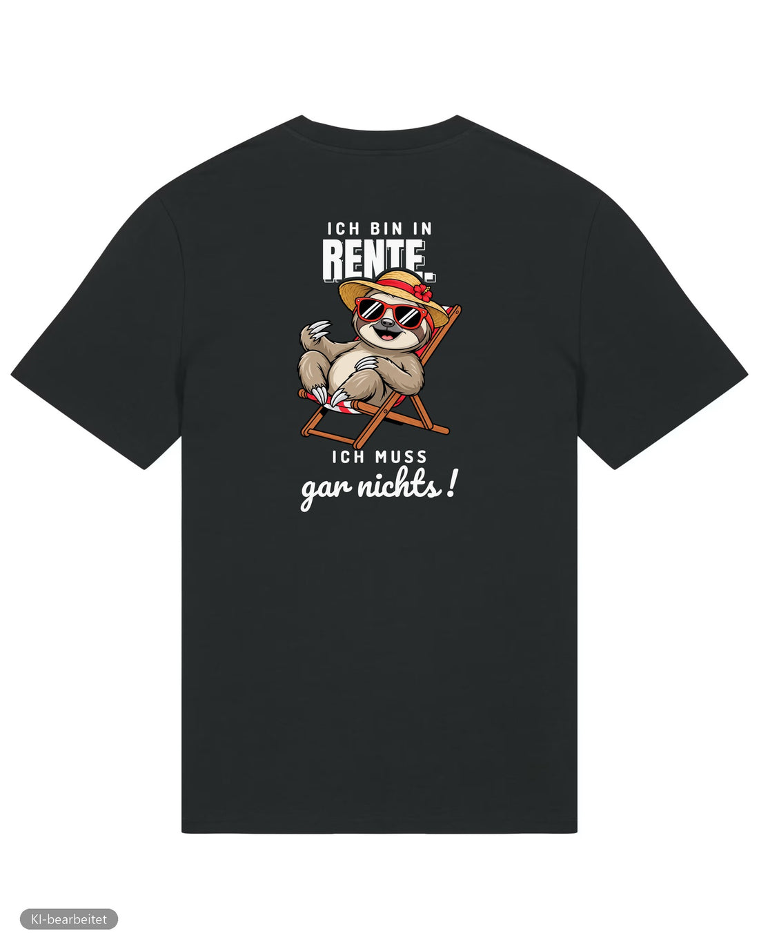 In Rente, muss jetzt alles Partnerlook T-Shirts: Rückendruck, Shirt für sie in Schwarz