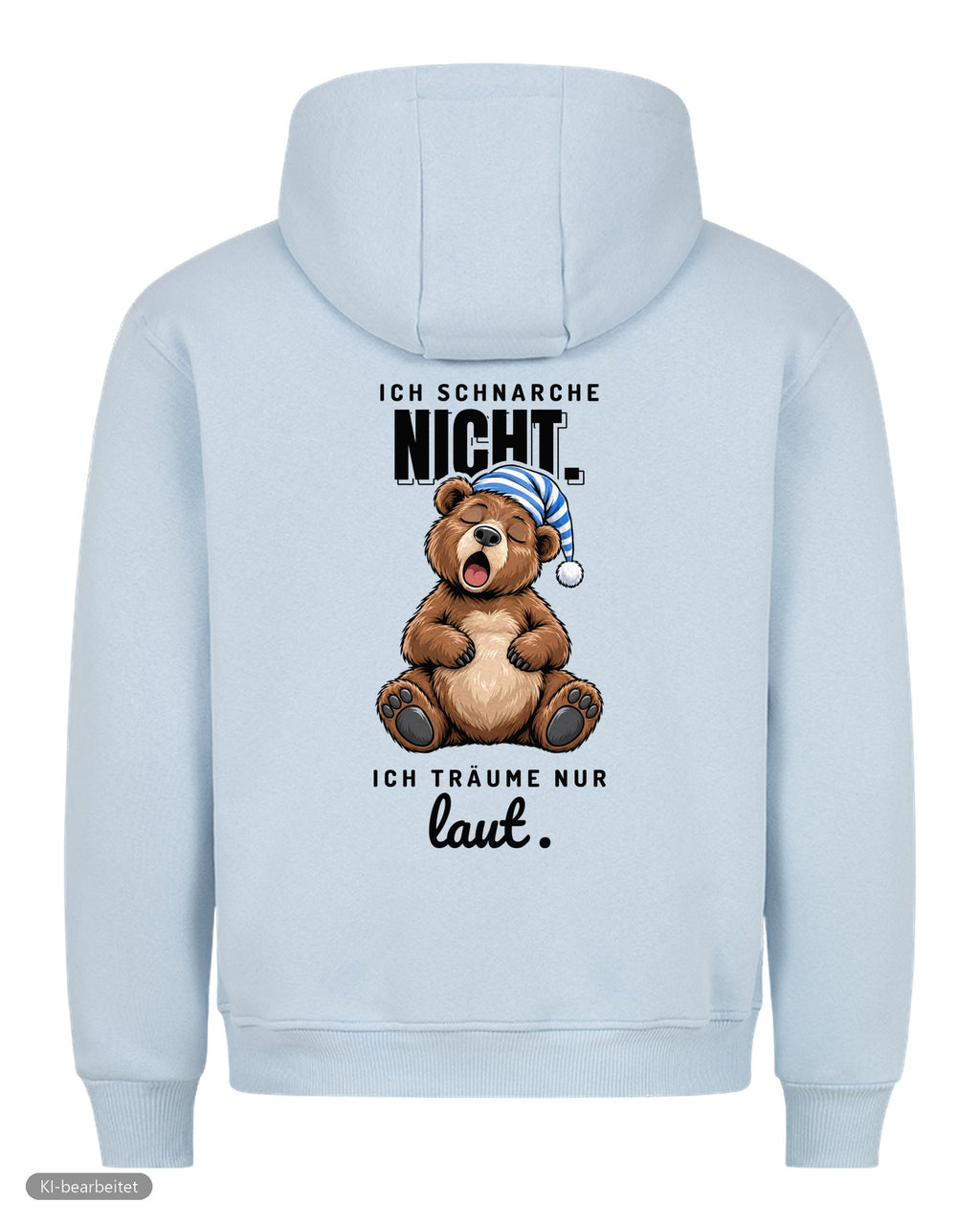 Ich schnarche nicht Partnerlook Hoodies: Rückendruck, Hoodie für ihn in Babyblau