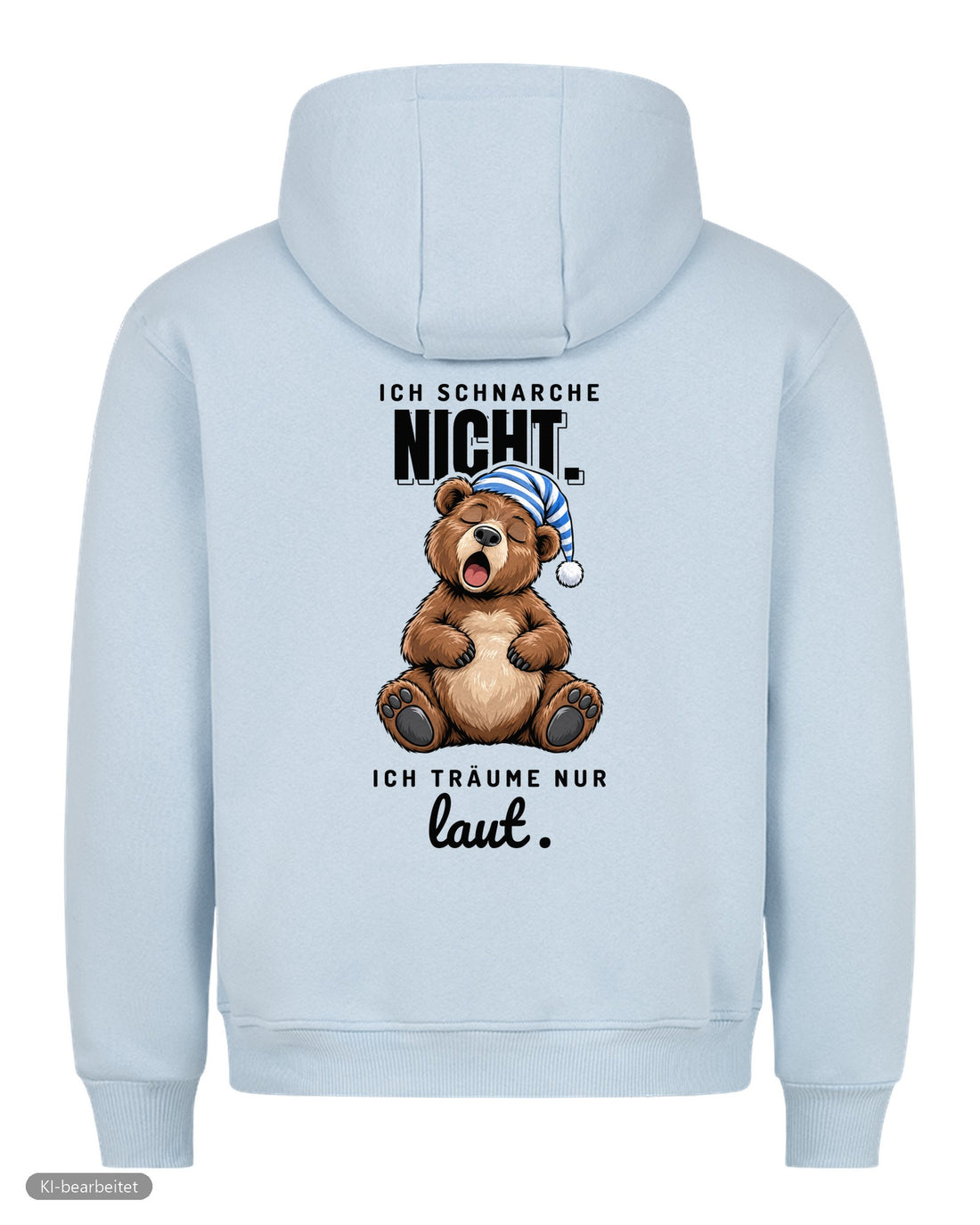 Ich schnarche nicht Partnerlook Hoodies: Rückendruck, Hoodie für ihn in Babyblau