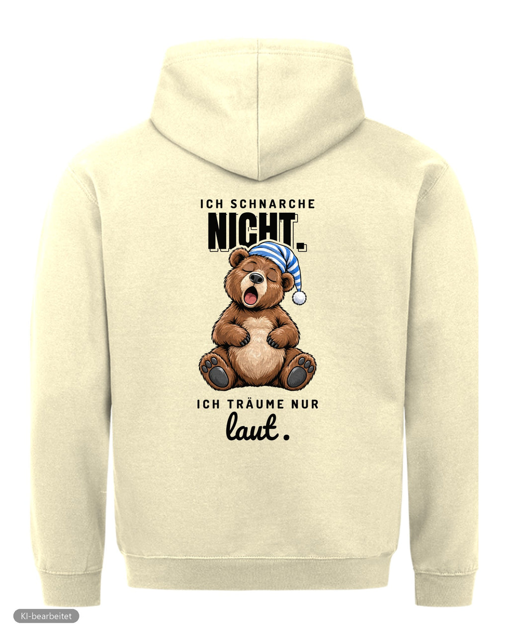 Ich schnarche nicht Partnerlook Hoodies: Rückendruck, Hoodie für ihn in Beige