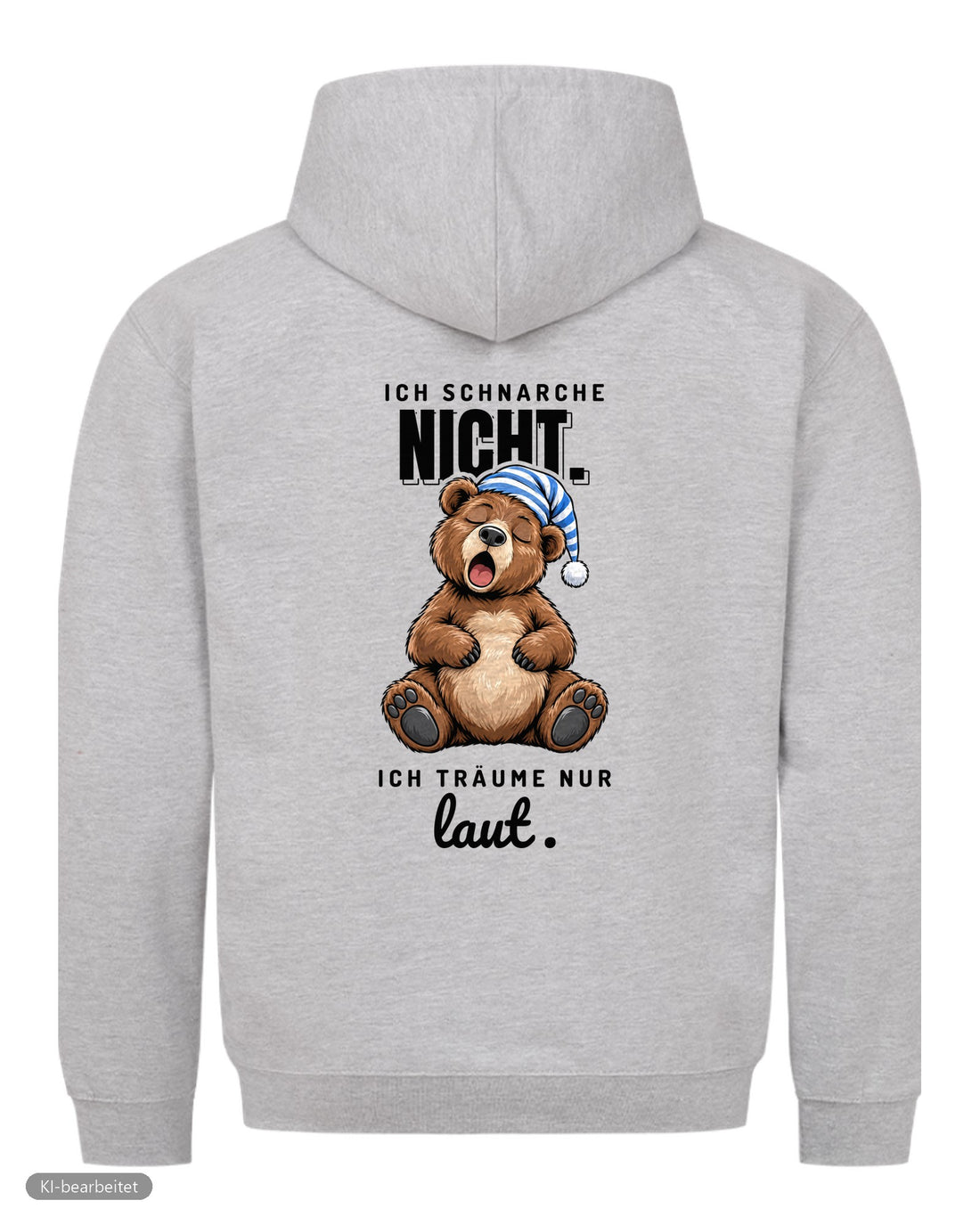 Ich schnarche nicht Partnerlook Hoodies: Rückendruck, Hoodie für ihn in Grau