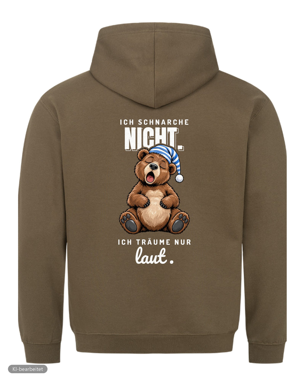 Ich schnarche nicht Partnerlook Hoodies: Rückendruck, Hoodie für ihn in Oliv