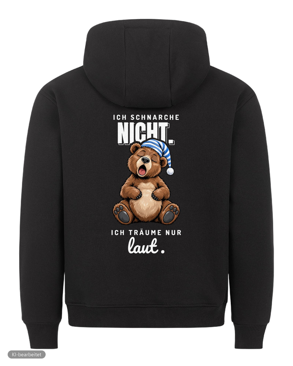 Ich schnarche nicht Partnerlook Hoodies: Rückendruck, Hoodie für ihn in Schwarz