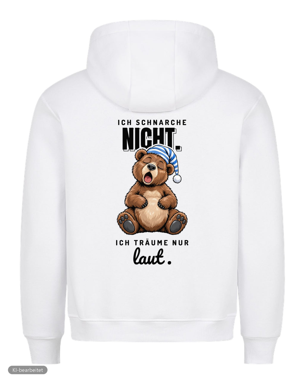 Ich schnarche nicht Partnerlook Hoodies: Rückendruck, Hoodie für ihn in Weiß