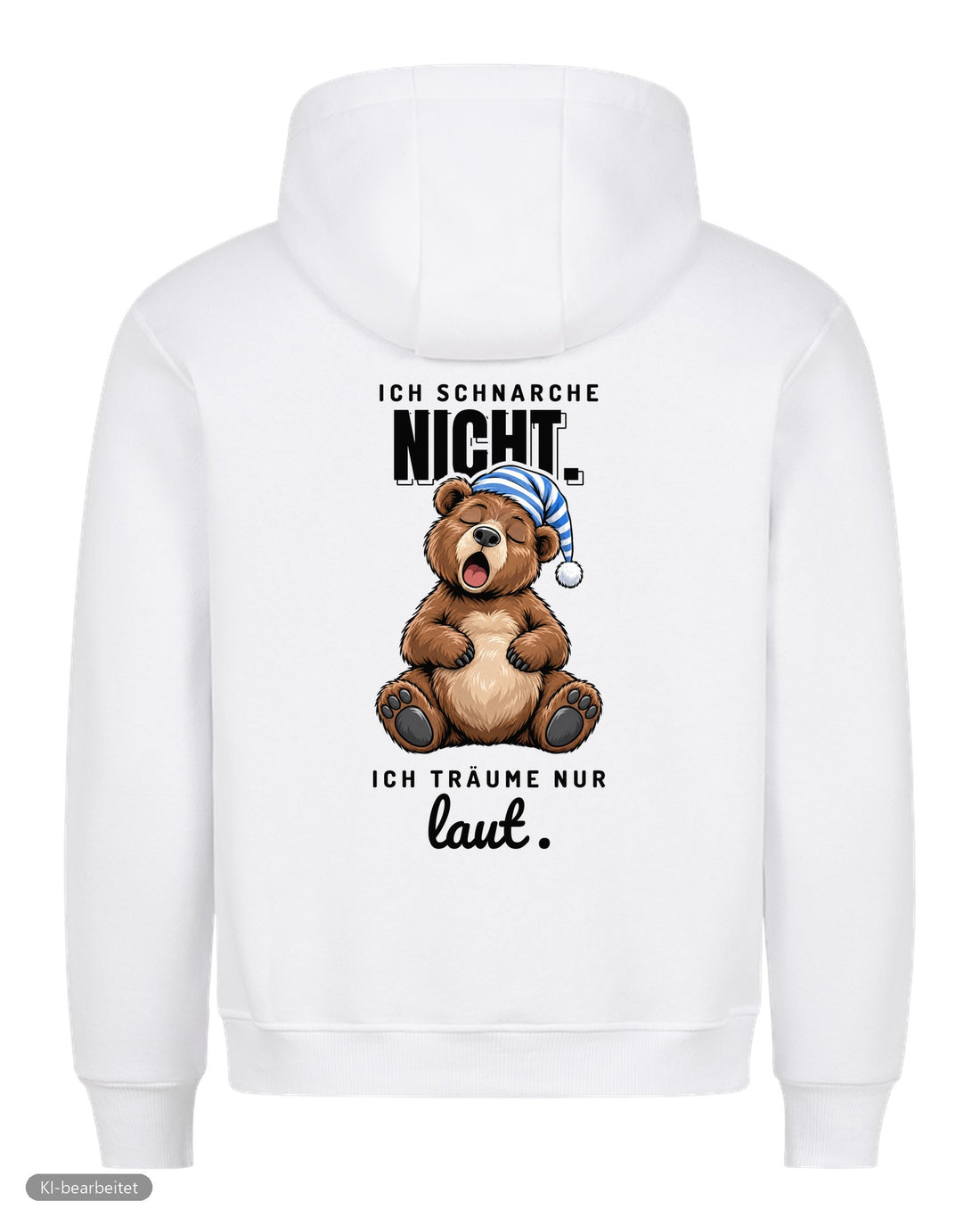 Ich schnarche nicht Partnerlook Hoodies: Rückendruck, Hoodie für ihn in Weiß
