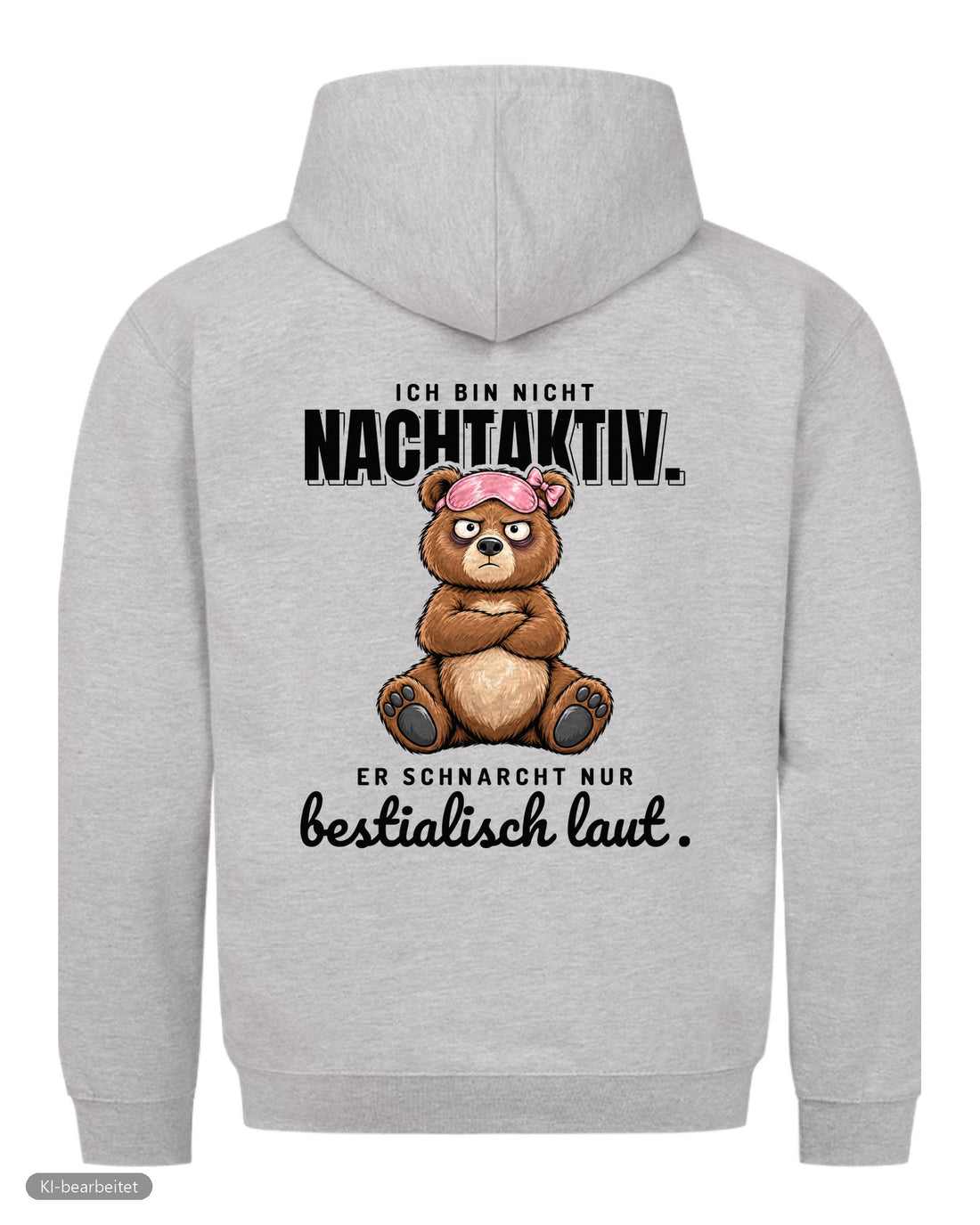 Ich schnarche nicht Partnerlook Hoodies: Rückendruck, Hoodie für sie in Grau