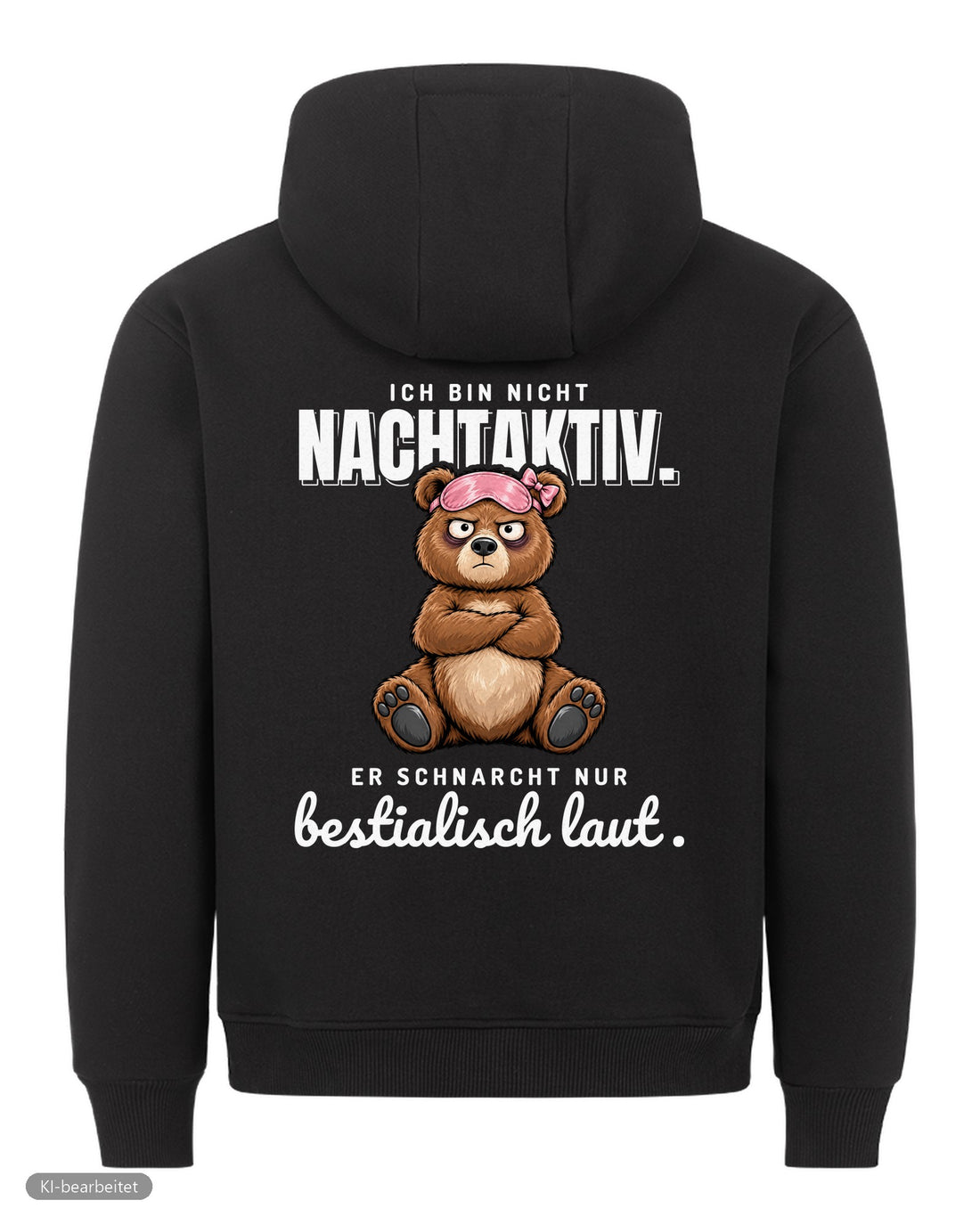 Ich schnarche nicht Partnerlook Hoodies: Rückendruck, Hoodie für sie in Schwarz