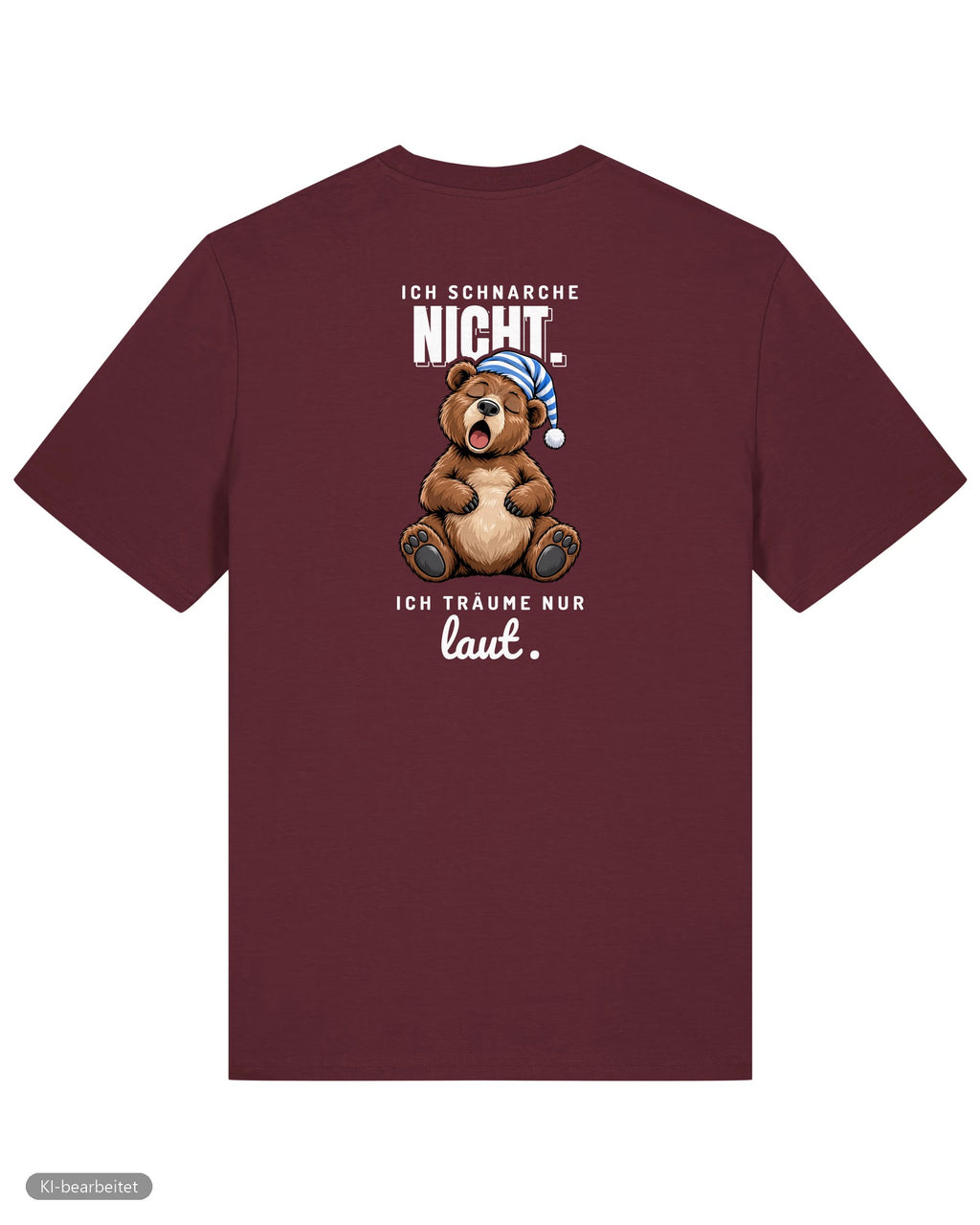 Ich schnarche nicht Partnerlook T-Shirts: Rückendruck, Shirt für ihn in Burgunder