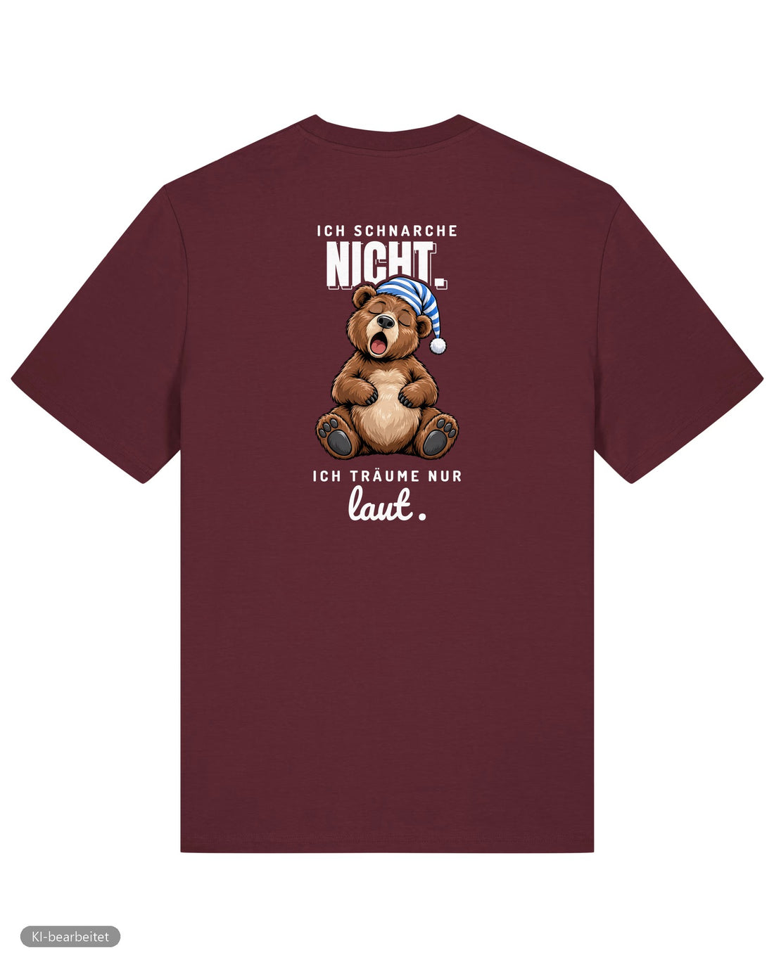Ich schnarche nicht Partnerlook T-Shirts: Rückendruck, Shirt für ihn in Burgunder