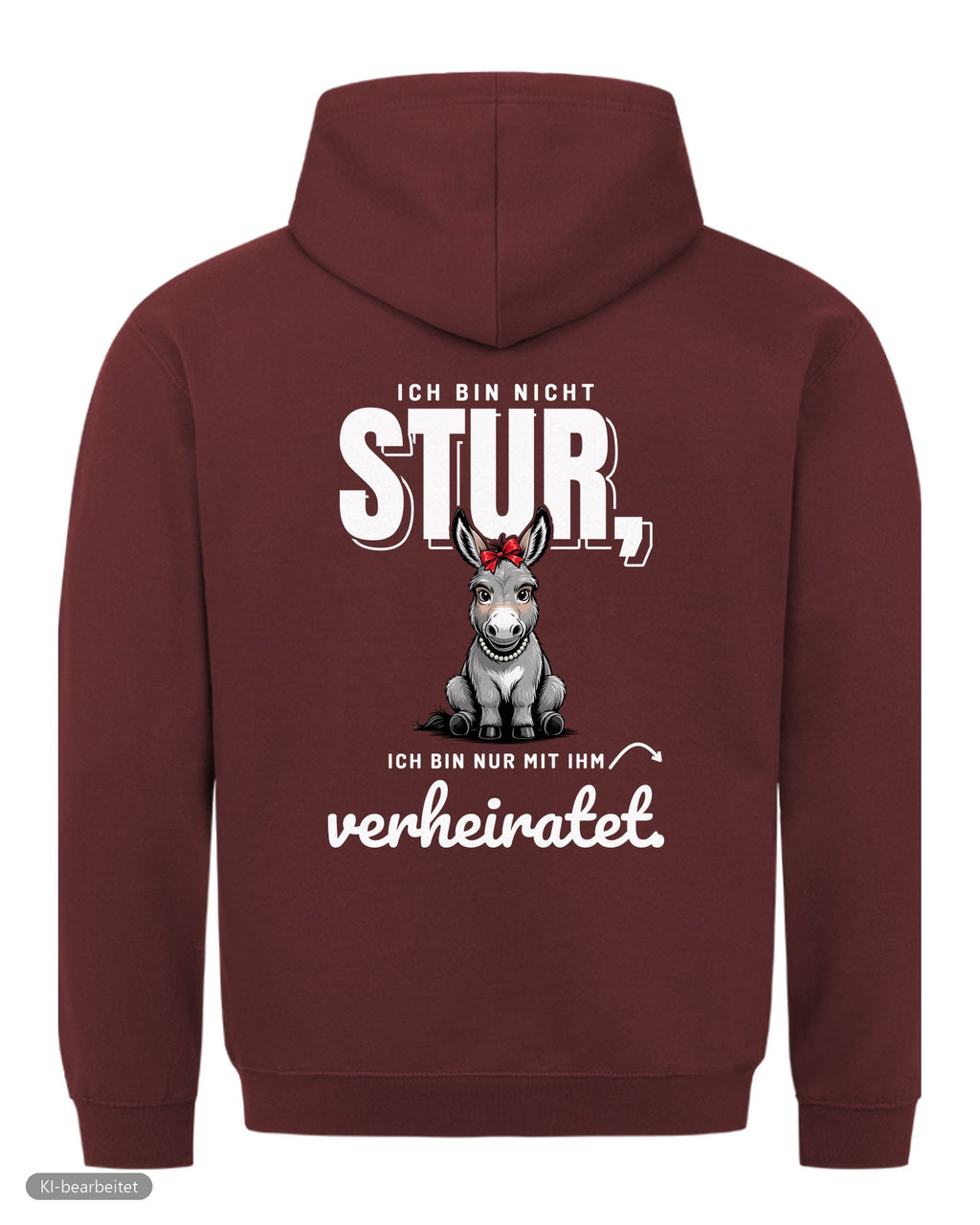 Nicht stur, nur verheiratet Partnerlook Hoodies: Rückendruck, Hoodie für sie in Burgunder