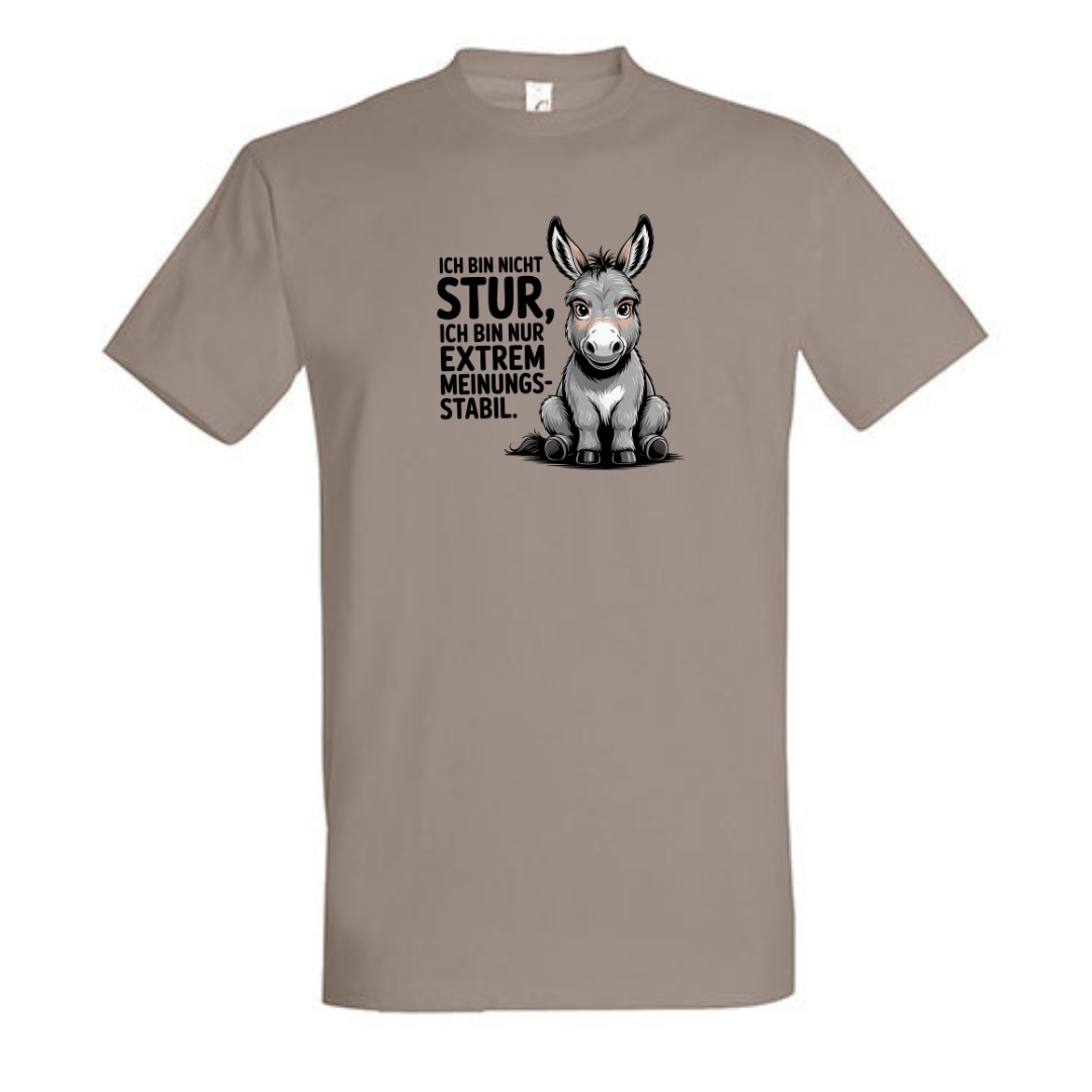 Sturer Esel Bio T-Shirt in Light Grey, Vorderansicht mit Esel-Motiv und Spruch