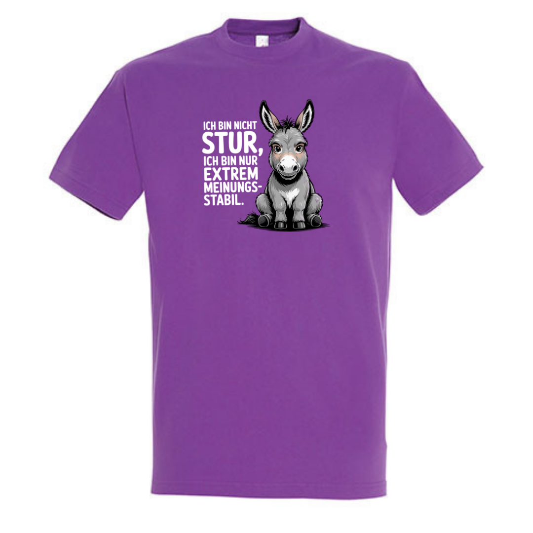 Sturer Esel Bio T-Shirt in Light Purple, Vorderansicht mit Esel-Motiv und Spruch