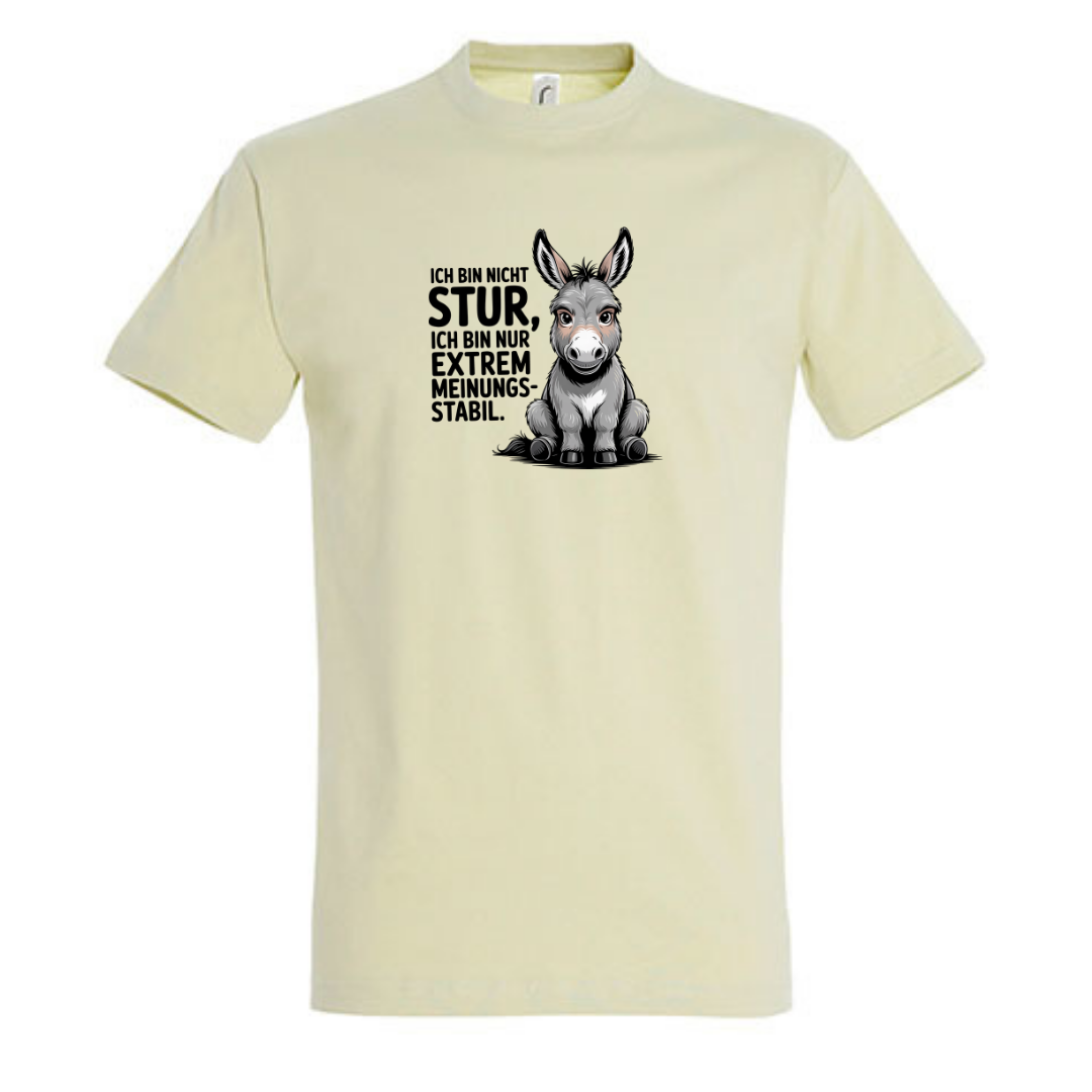 Sturer Esel Bio T-Shirt in Sage Green, Vorderansicht mit Esel-Motiv und Spruch