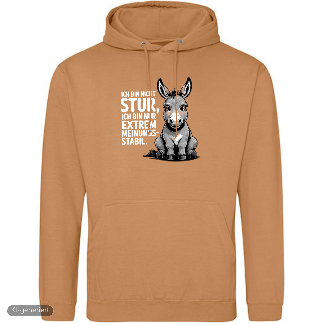 Sturer Esel Hoodie in Caramel Latte mit Esel-Motiv und lustigem Spruch