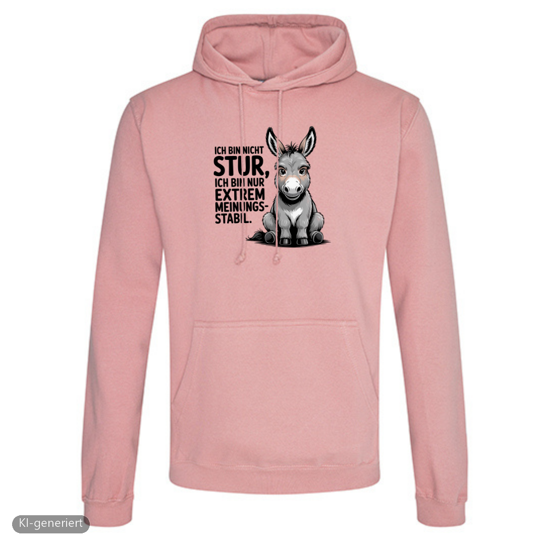 Sturer Esel Hoodie in Dusty Pink mit Esel-Motiv und lustigem Spruch