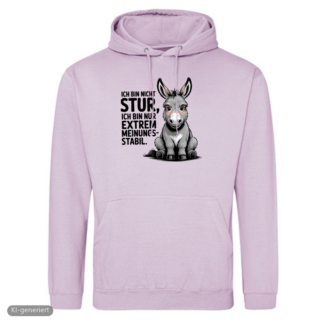 Sturer Esel Hoodie in Lilac mit Esel-Motiv und lustigem Spruch