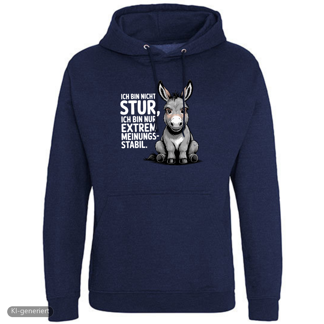 Sturer Esel Hoodie in Navy Smoke mit Esel-Motiv und lustigem Spruch