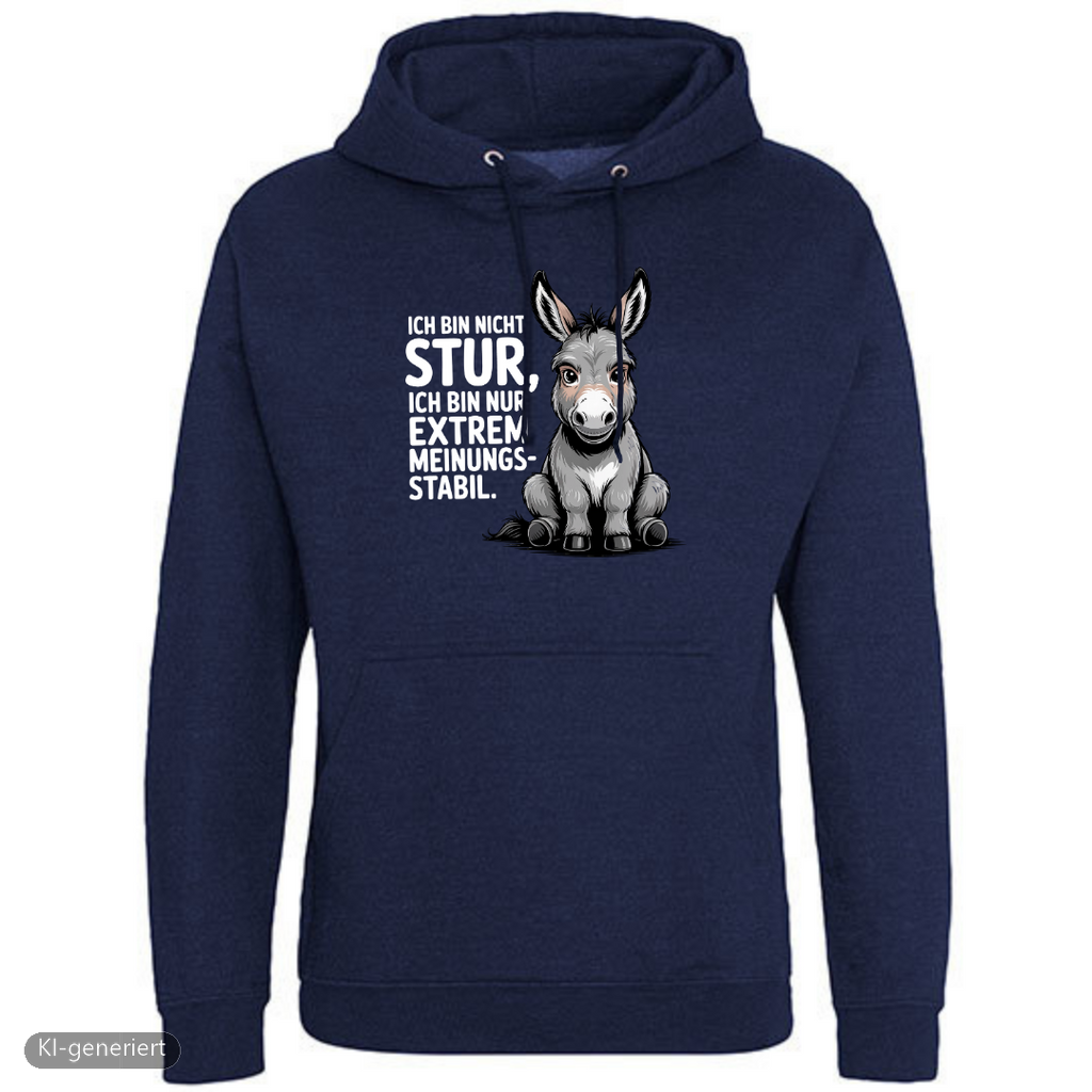 Sturer Esel Hoodie in Navy Smoke mit Esel-Motiv und lustigem Spruch