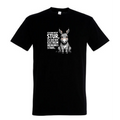 Sturer Esel T-Shirt in Deep Black, Vorderansicht mit Esel-Motiv und Spruch