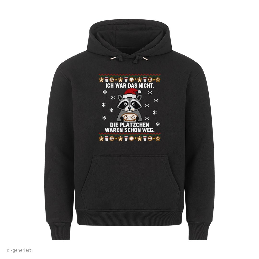Waschbär Weihnachtshoodie Die Plätzchen waren schon weg - Ugly Christmas Hoodie in Schwarz