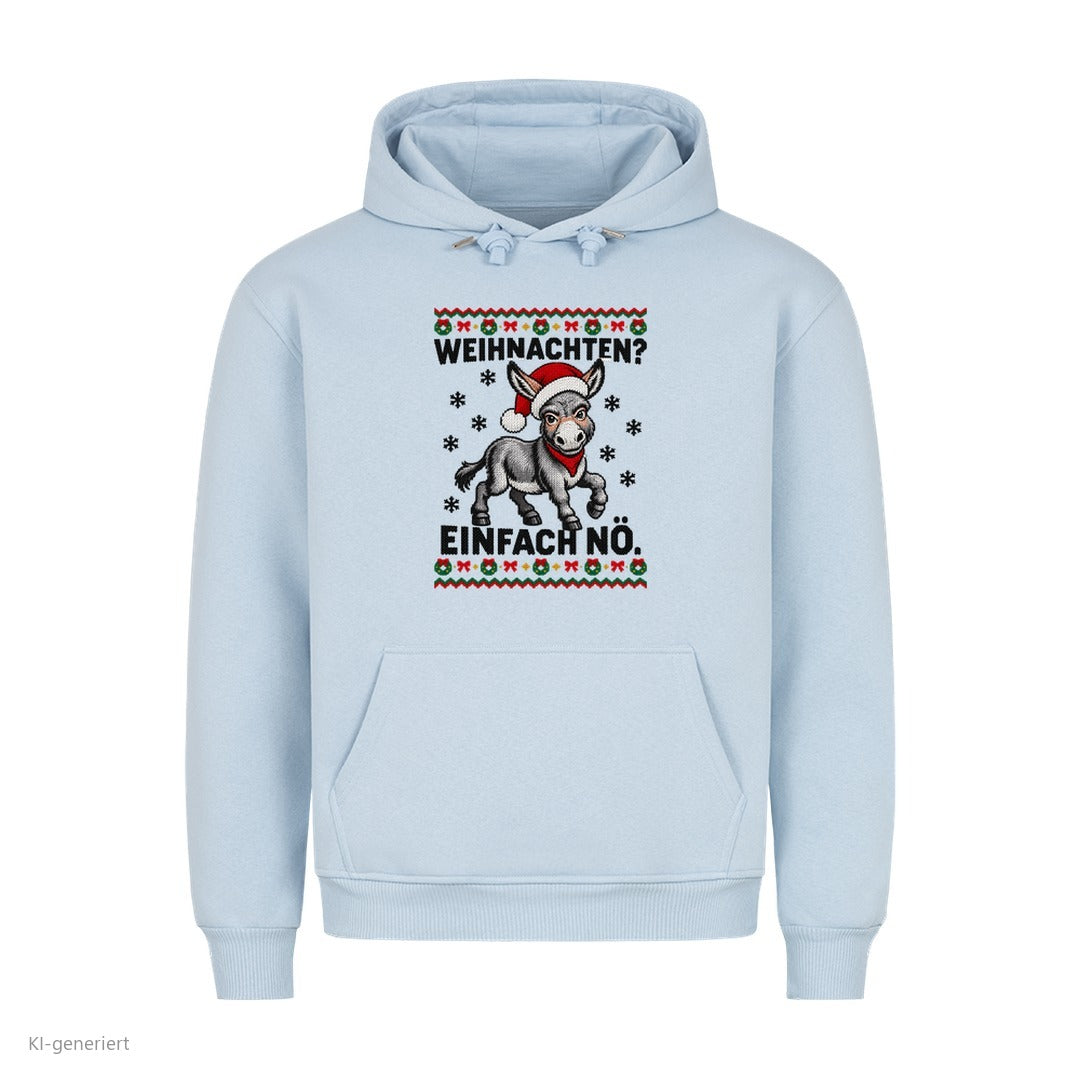 Esel Weihnachtshoodie Weihnachten? Einfach nö - Ugly Christmas Hoodie in Babyblau