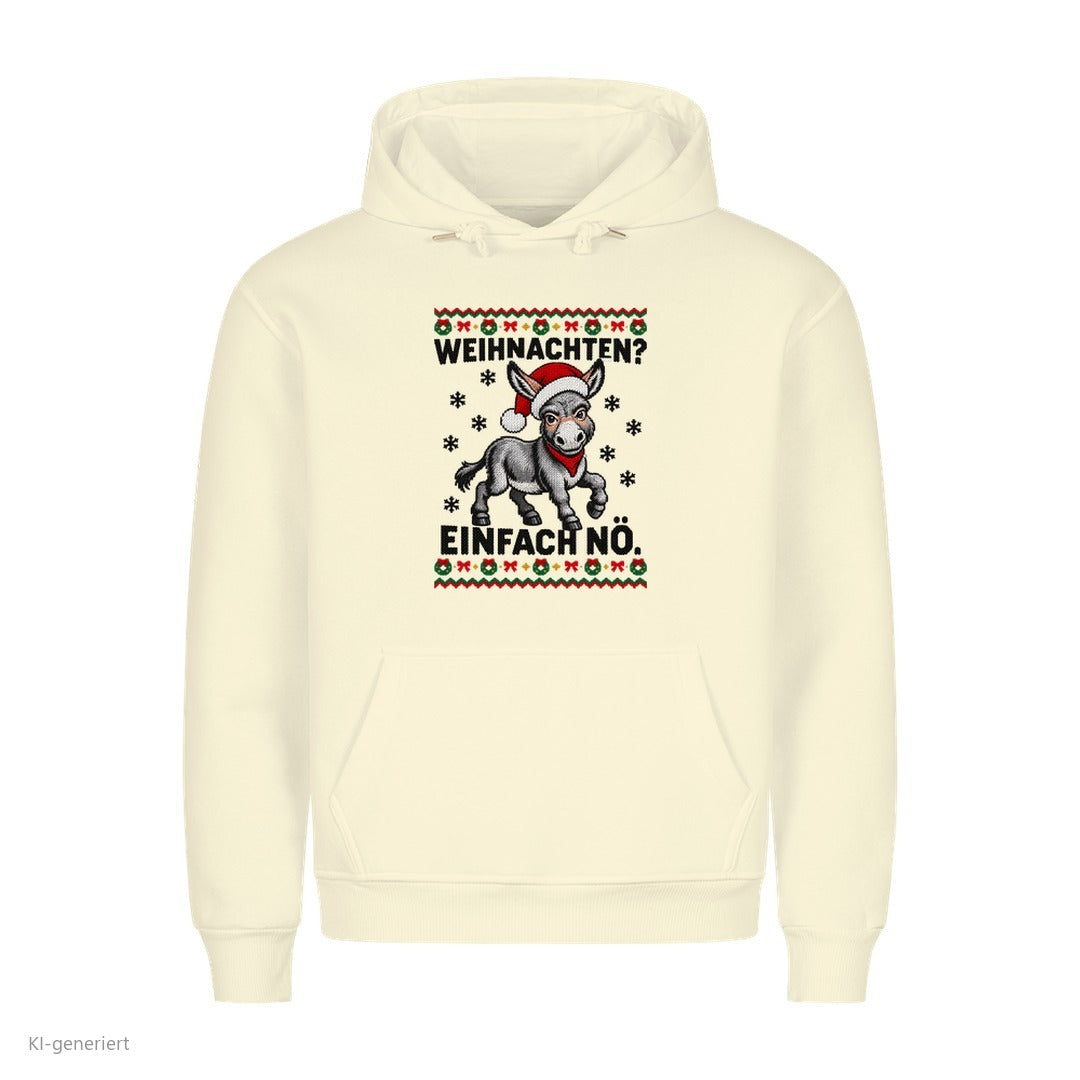 Esel Weihnachtshoodie Weihnachten? Einfach nö - Ugly Christmas Hoodie in Beige