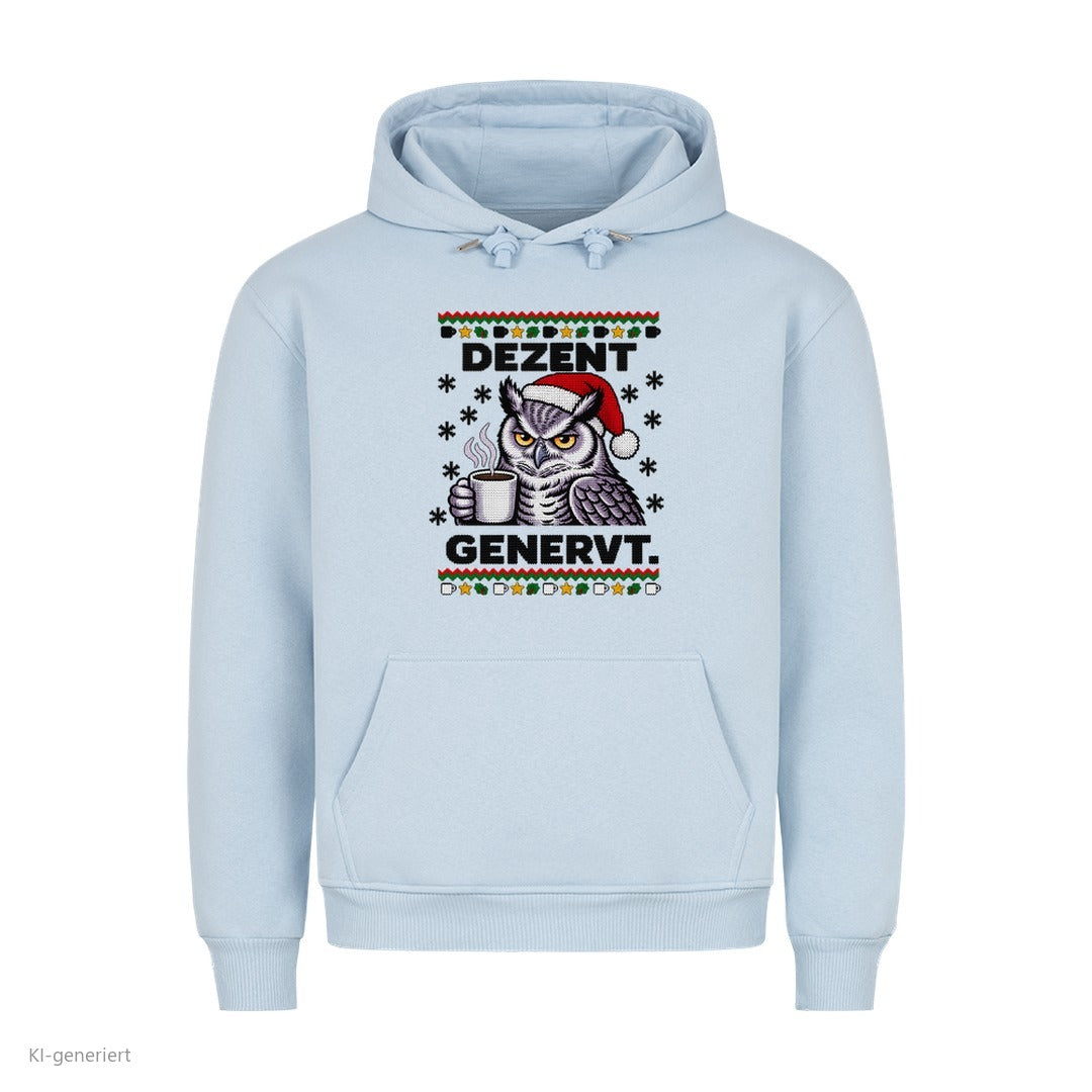 Eule Weihnachtshoodie Dezent genervt - Ugly Christmas Hoodie in Babyblau