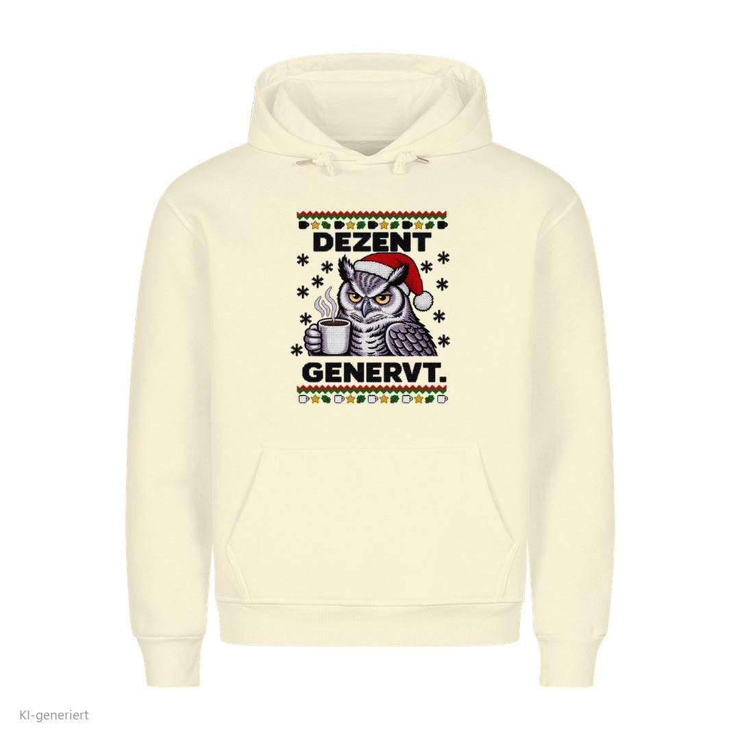 Eule Weihnachtshoodie Dezent genervt - Ugly Christmas Hoodie in Beige