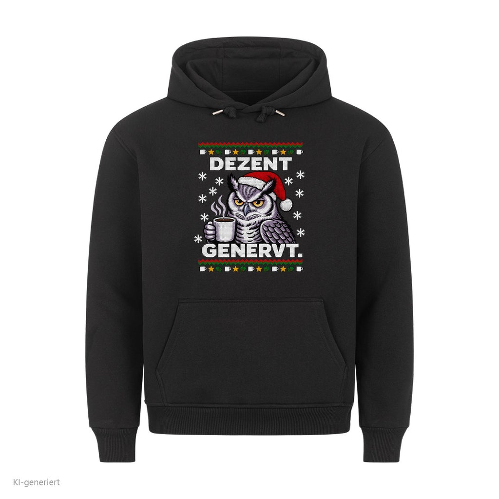 Eule Weihnachtshoodie Dezent genervt - Ugly Christmas Hoodie in Schwarz