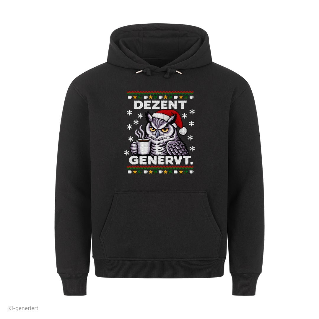 Eule Weihnachtshoodie Dezent genervt - Ugly Christmas Hoodie in Schwarz
