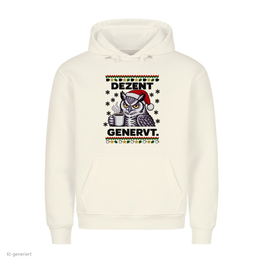 Eule Weihnachtshoodie Dezent genervt - Ugly Christmas Hoodie in Weiß