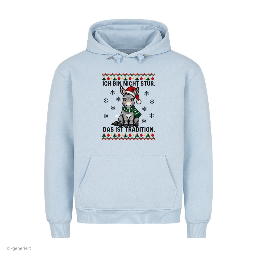 Sturer Esel Weihnachtshoodie Das ist Tradition - Ugly Christmas Hoodie in Babyblau