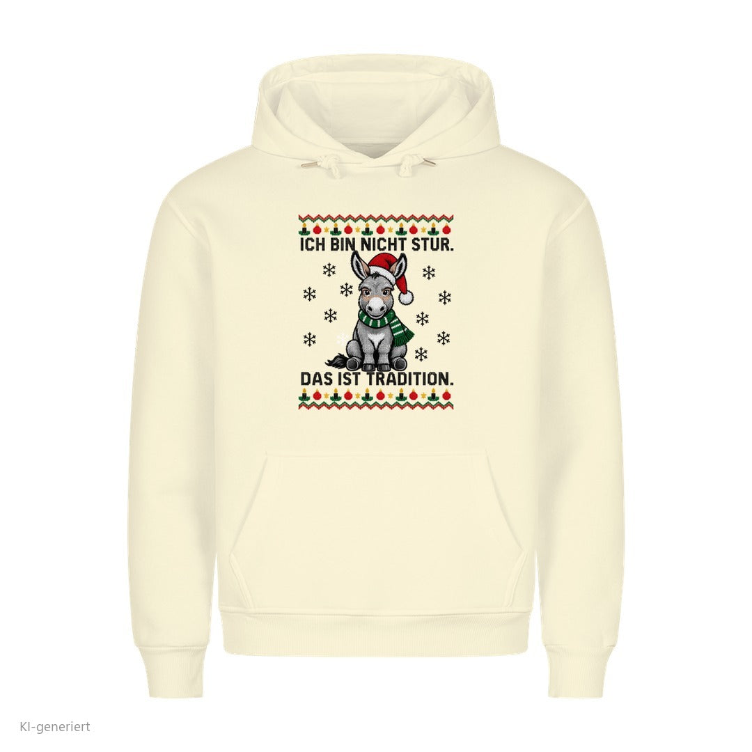 Sturer Esel Weihnachtshoodie Das ist Tradition - Ugly Christmas Hoodie in Beige