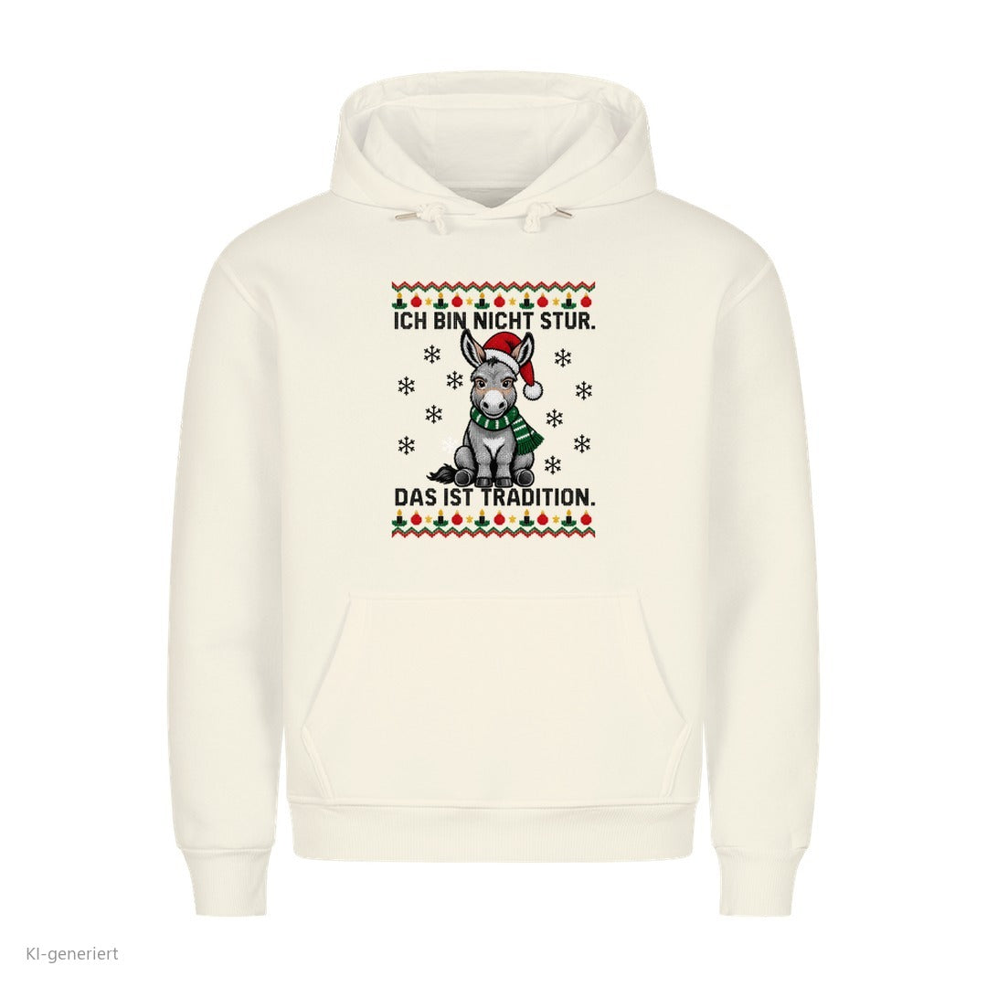 Sturer Esel Weihnachtshoodie Das ist Tradition - Ugly Christmas Hoodie in Weiß