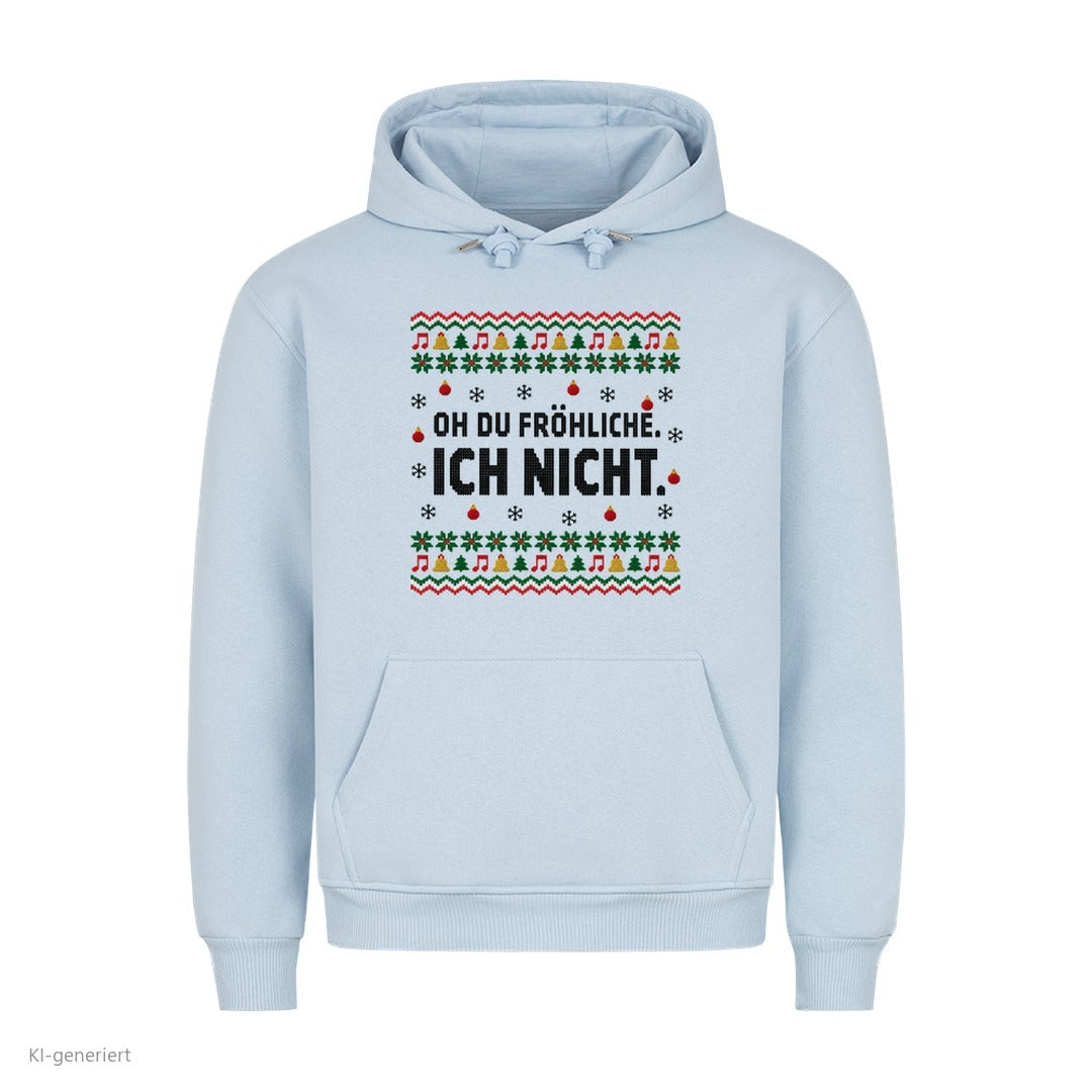 Weihnachtshoodie mit Spruch Oh du Fröhliche, ich nicht - Ugly Christmas Hoodie in Babyblau