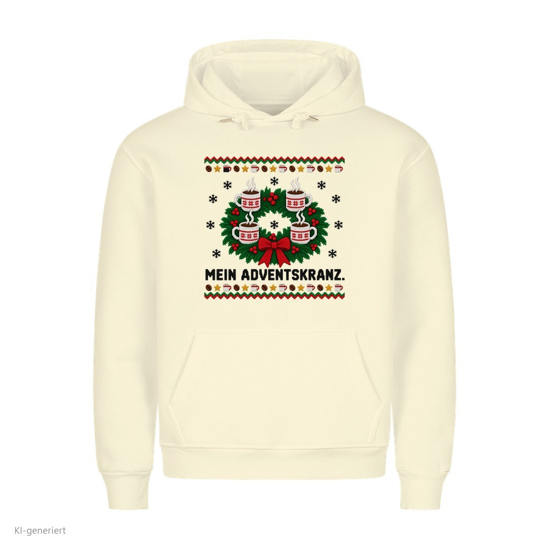 Kaffee Weihnachtshoodie Mein Adventskranz - Ugly Christmas Hoodie in Beige