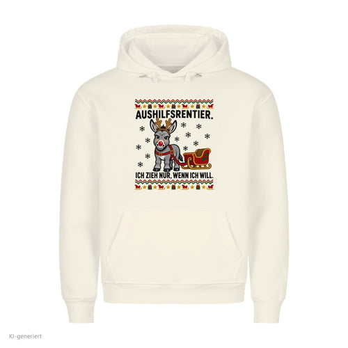 Rentier Esel Weihnachtshoodie Aushilfsrentier - Ugly Christmas Hoodie in Weiß