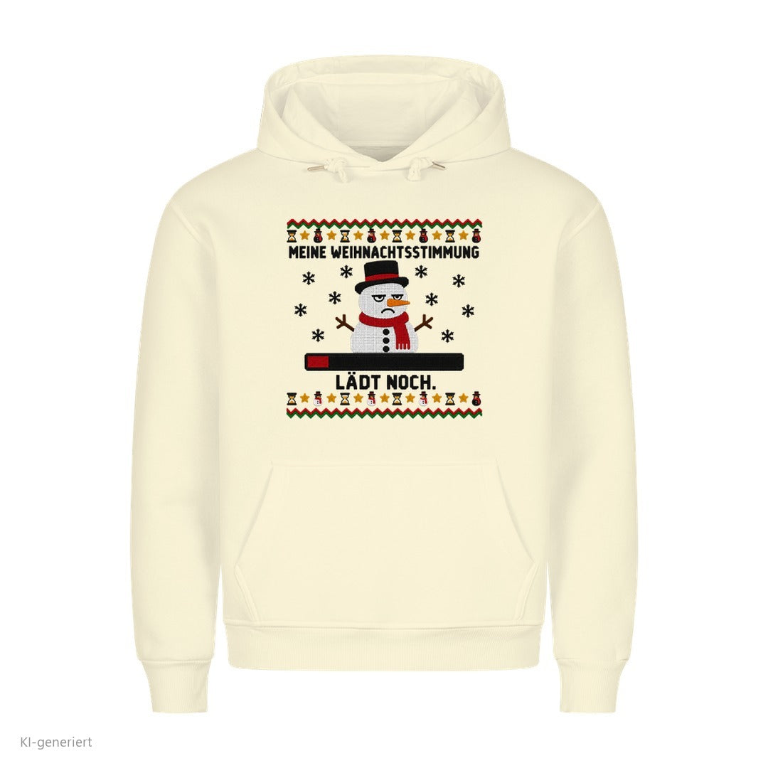 Schneemann Weihnachtshoodie Stimmung lädt noch - Ugly Christmas Hoodie in Beige