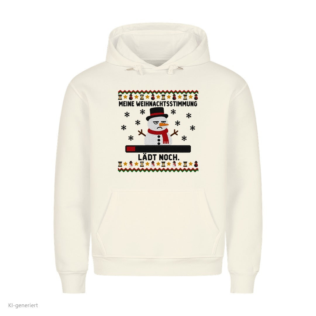 Schneemann Weihnachtshoodie Stimmung lädt noch - Ugly Christmas Hoodie in Weiß
