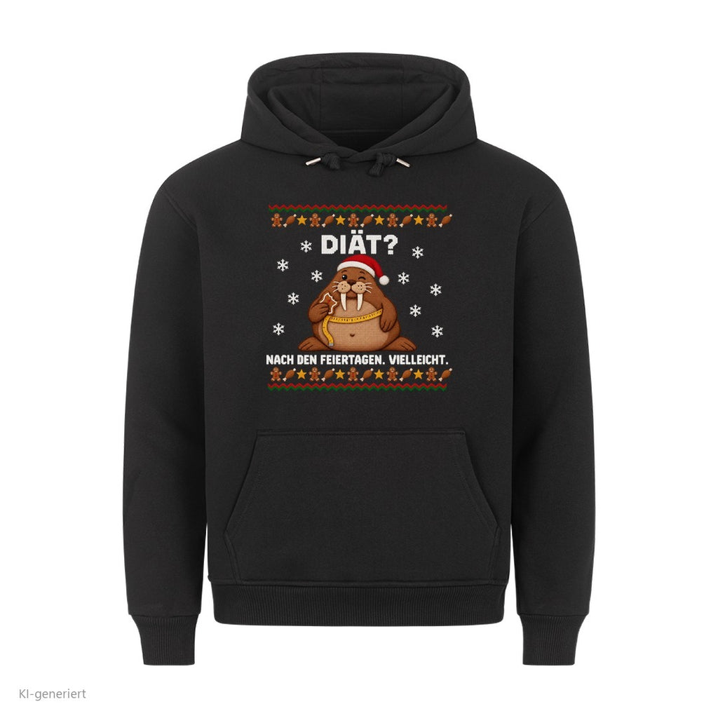 Walross Weihnachtshoodie Diät nach den Feiertagen - Ugly Christmas Hoodie in Schwarz