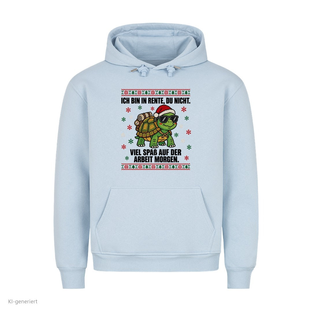 Schildkröte Weihnachtshoodie Ich bin in Rente, du nicht - Ugly Christmas Hoodie in Babyblau