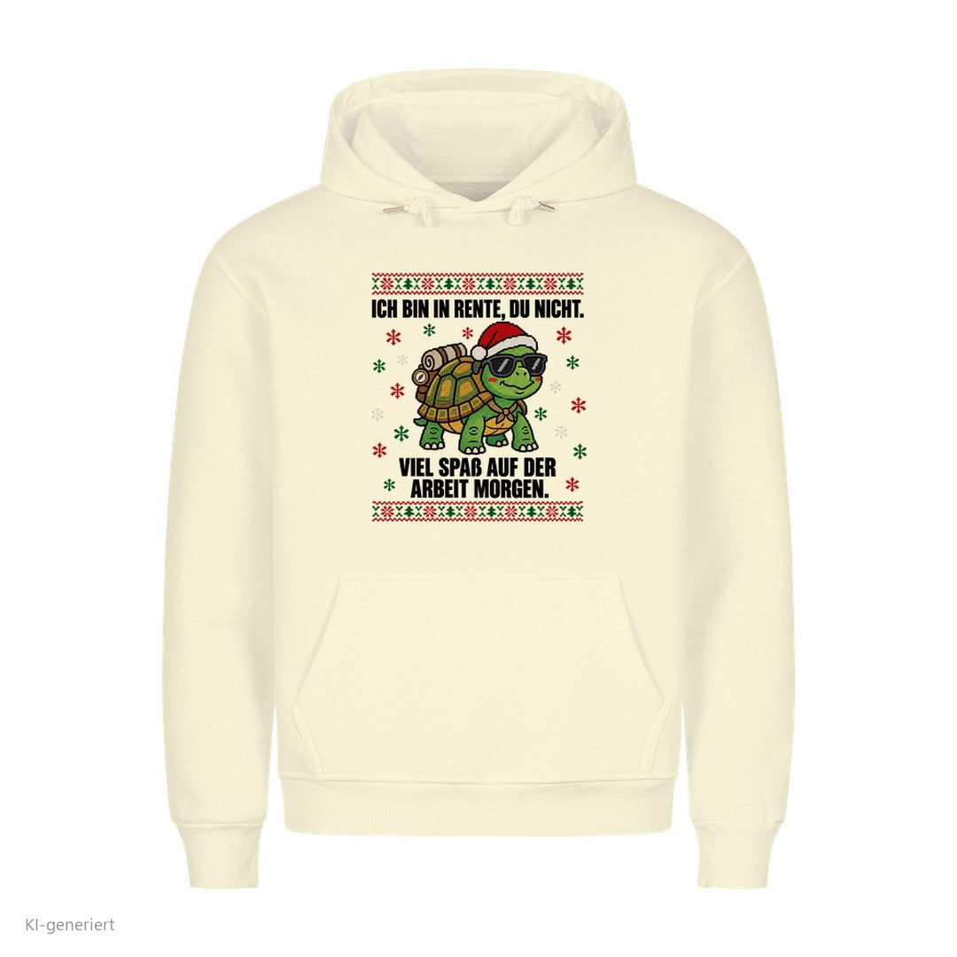 Schildkröte Weihnachtshoodie Ich bin in Rente, du nicht - Ugly Christmas Hoodie in Beige