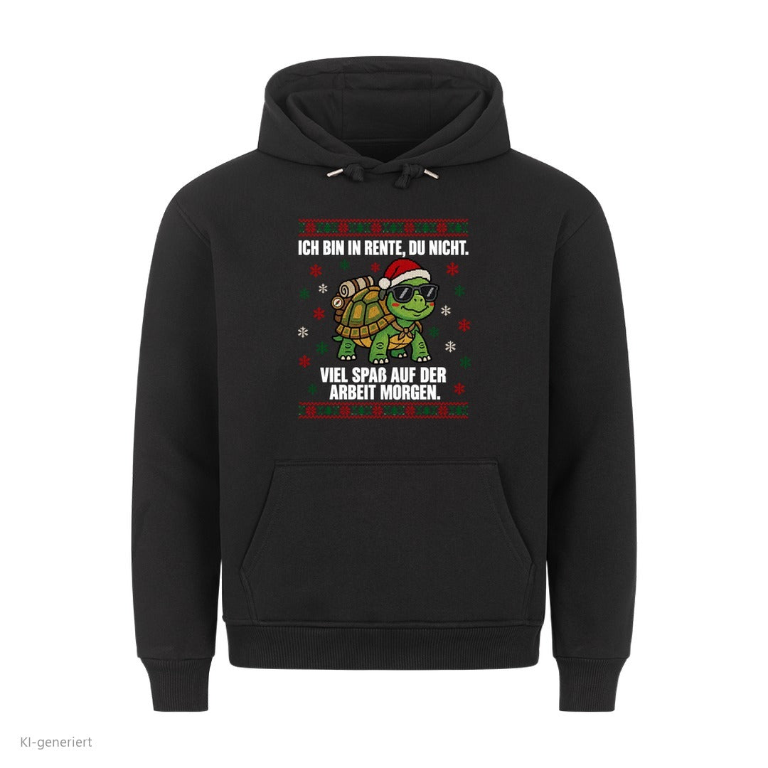 Schildkröte Weihnachtshoodie Ich bin in Rente, du nicht - Ugly Christmas Hoodie in Schwarz