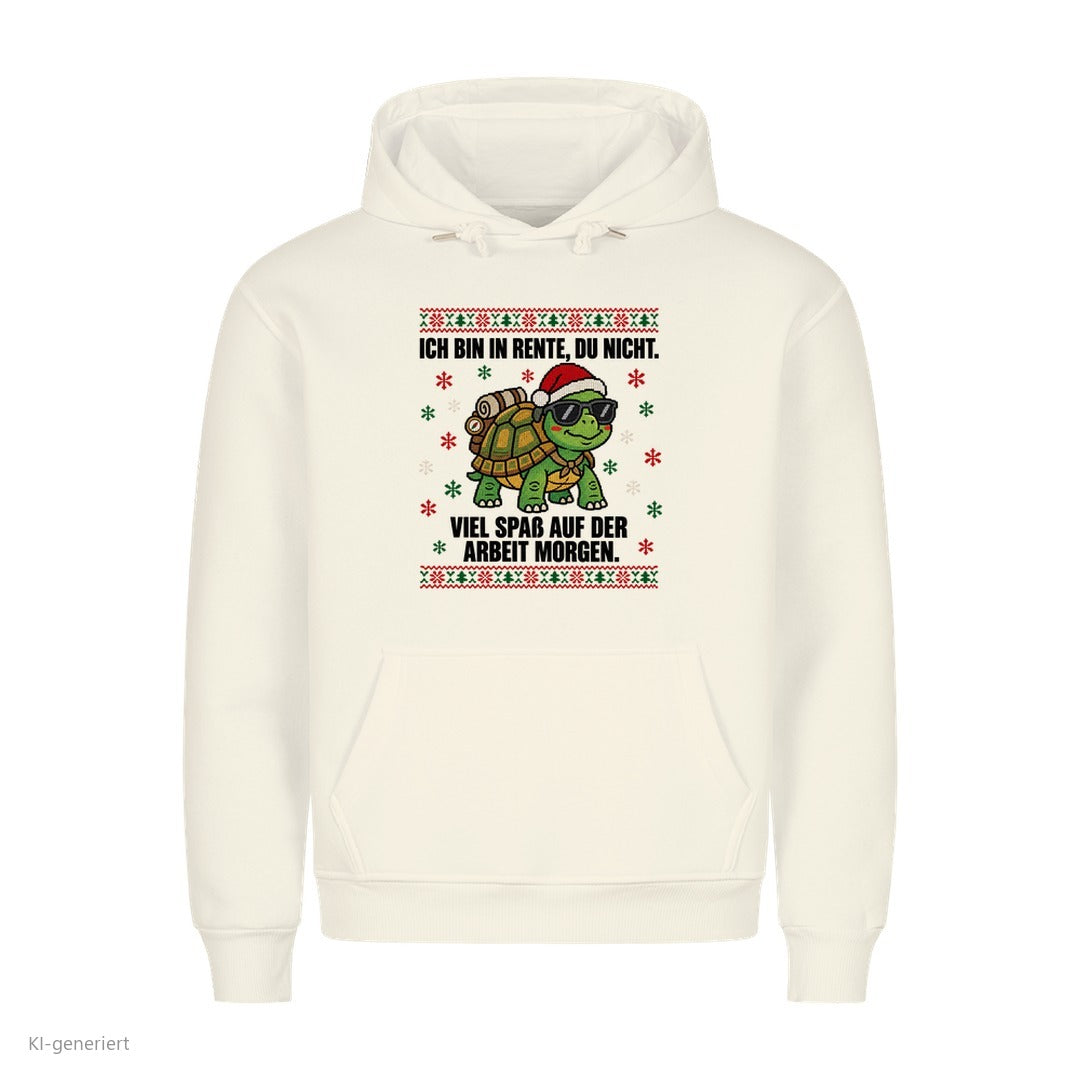 Schildkröte Weihnachtshoodie Ich bin in Rente, du nicht - Ugly Christmas Hoodie in Weiß