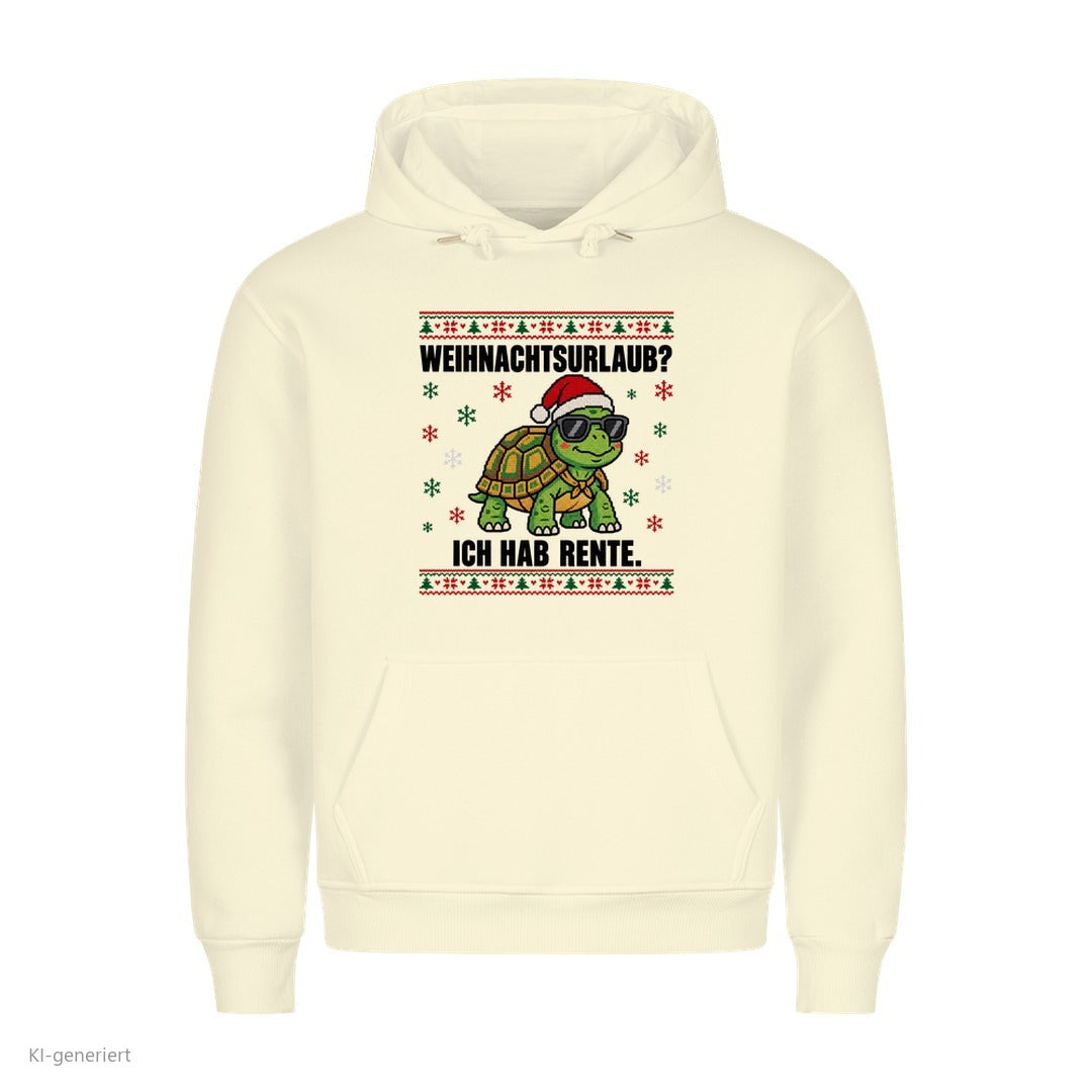 Schildkröte Weihnachtshoodie Weihnachtsurlaub? Ich hab Rente - Ugly Christmas Hoodie in Beige